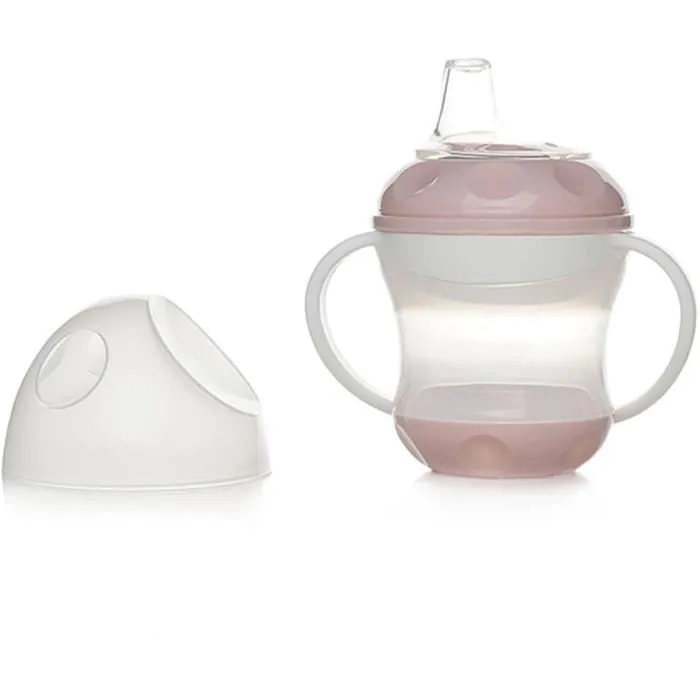 Thermobaby - Tasse Anti-Fuites avec Couvercle, 180 ml - Bec Doux en Silicone, Poignées Ergonomiques pour Bébé, Lavable au Lave-Vaisselle - Rose Poudré