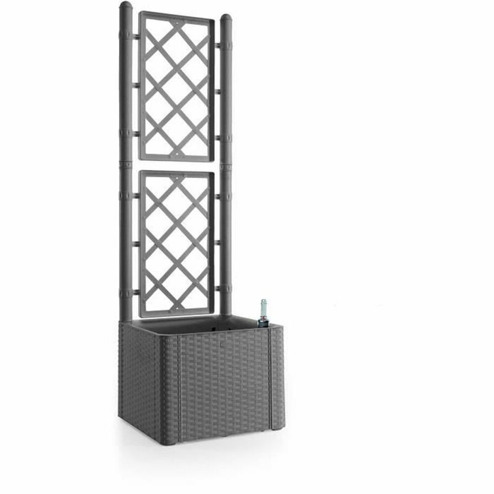 Stefanplast Bac à fleurs Natural Deluxe Carré avec treillis Stone Gris 43x43x142cm