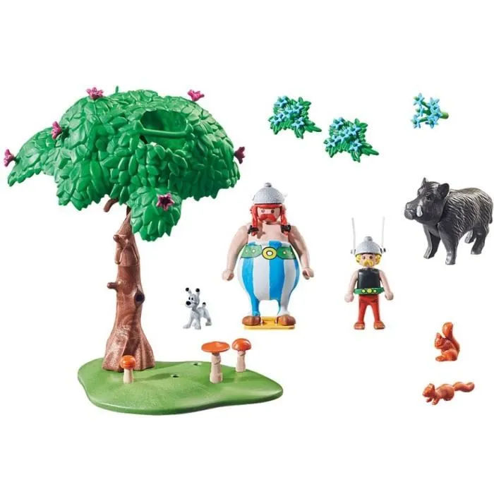 PLAYMOBIL 71160 - Figurine Astérix La chasse au sanglier avec Astérix, Obélix et Idéfix - 52 pièces - Jouet dès 5 ans
