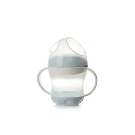 Thermobaby Tasse d'apprentissage antifuite avec couvercle, bec en silicone doux et poignées ergonomiques pour bébé, 180 ml, Bleu
