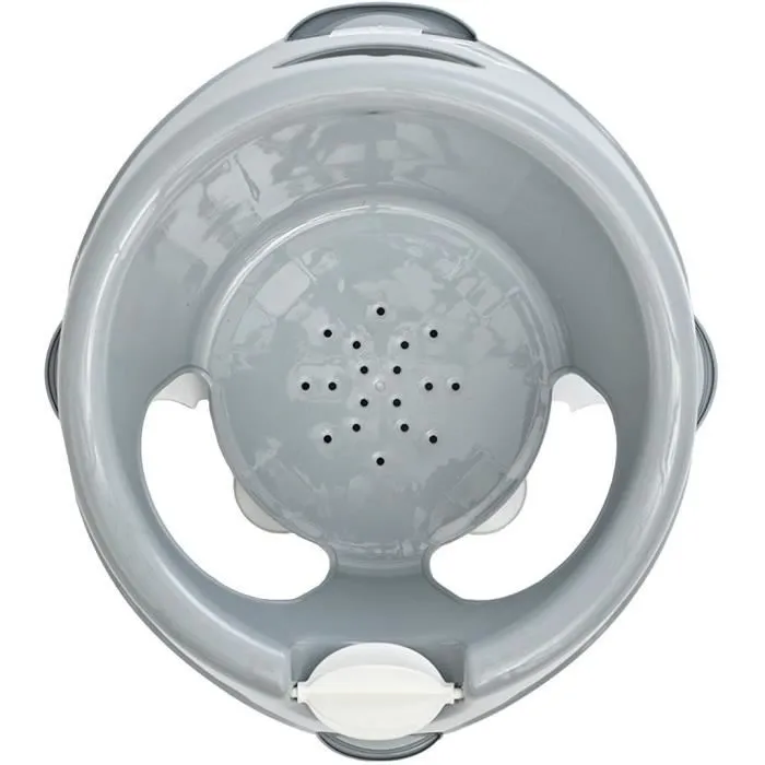 Thermobaby Anneau de bain Aquafun - Siège bébé avec dossier et accoudoirs, stable, 4 ventouses, pour bébés 7 à 16 mois, gris et blanc