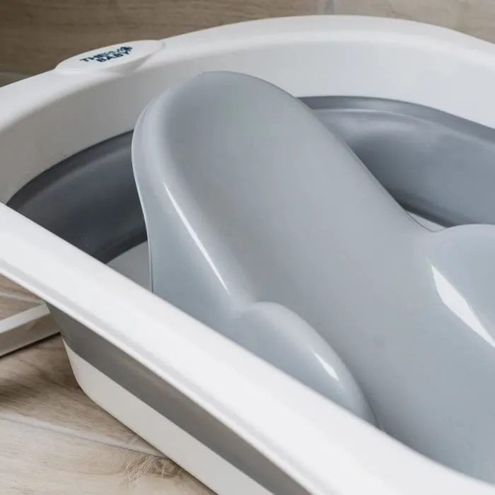 Thermobaby Transat de bain Atoll pour bébé, gris charme, de la naissance à 8 mois, compatible baignoires Thermobaby, fabriqué en France