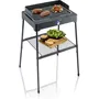 Severin PG8568 - Barbecue électrique sur pieds, Surface de cuisson 44.5x26cm, 2200W, Thermostat réglable, Pare-vent inox, Bac réducteur de fumée, Revêtement SafeTouch
