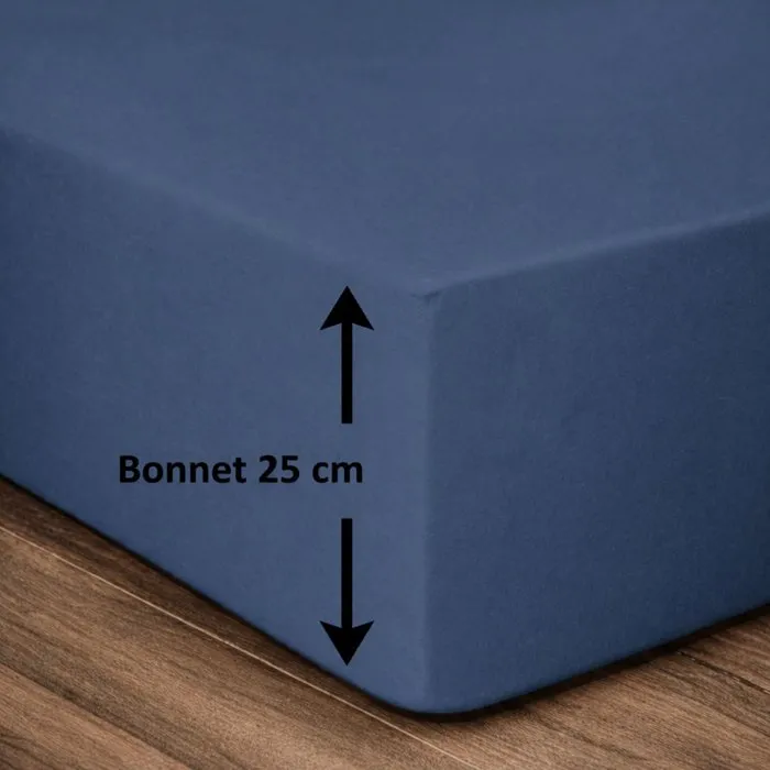 Lovely Home Drap housse 140 x 190 cm (+25 cm) en 100% coton Bleu - Pour matelas simple