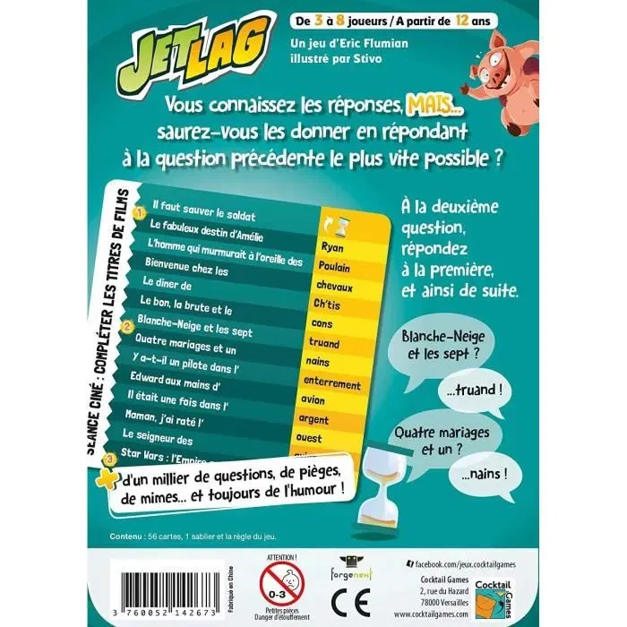 Asmodee Jet Lag - Jeu de société d'action et de réflexe avec quiz de culture générale pour enfants et extérieur - Version française