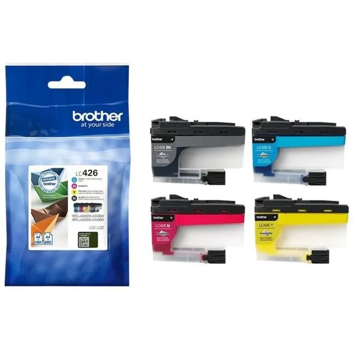 Brother LC426VAL - Pack de 4 cartouches d'encre - Noir, Cyan, Magenta, Jaune - Compatible MFC-J4335DWXL, MFC-J4340DW, MFC-J4535dw Brother LC426VAL - Pack de 4 cartouches d'encre - Noir, Cyan, Magenta, Jaune - Compatible MFC-J4335DWXL, MFC-J4340DW, MFC-J4535dw
