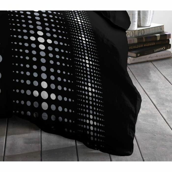 Home Linge Passion Parure de couette STEEVY Noir et Gris, 220x240 cm