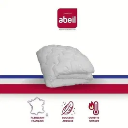 Abeil Couette Chaude Douceur Absolue en Microfibre 400 g/m2 - Blanc 140x200 cm - 100% Polyester, Toucher Peau de Pêche, Piquage Étoiles