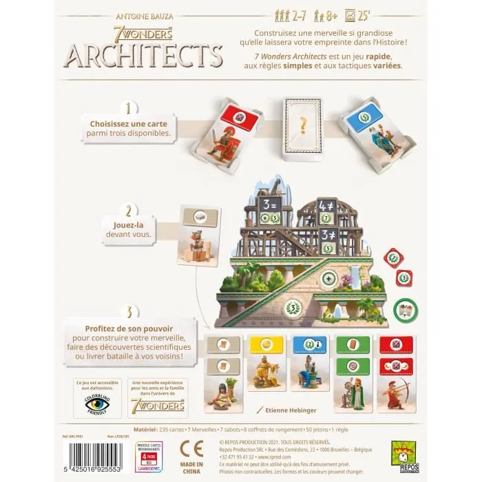 Asmodee - 7 Wonders: Architects - Jeu de plateau familial - Version française - 2 à 7 joueurs - A partir de 8 ans - Durée 25 minutes