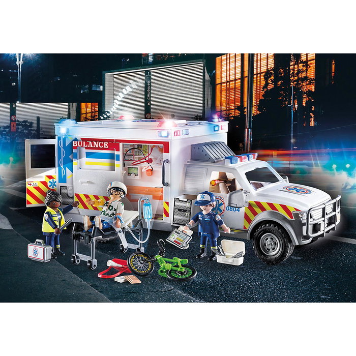 Playmobil 70936 Ambulance américaine City Action avec secouristes, patient et lumières, jouet pour enfants dès 5 ans Playmobil 70936 Ambulance américaine City Action avec secouristes, patient et lumières, jouet pour enfants dès 5 ans