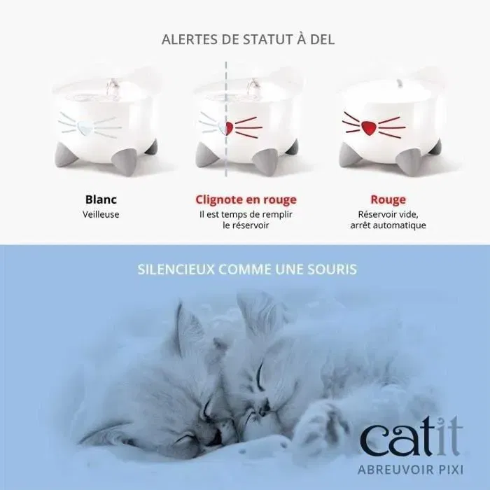Cat It Fontaine à eau automatique PIXI pour chat 2,5 L - Source d'eau fraîche continue