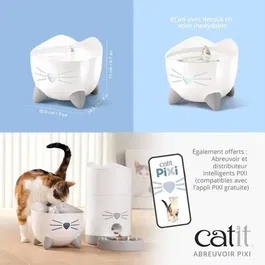 Cat It Fontaine à eau automatique PIXI pour chat 2,5 L - Source d'eau fraîche continue