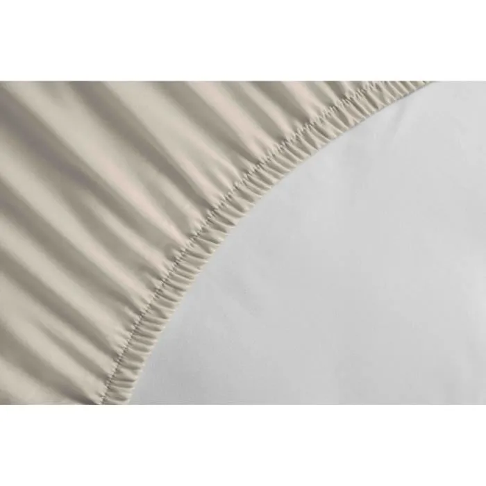 Lovely Home Drap housse 100% coton 140x190 cm bonnet 25 cm beige clair