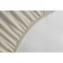 LOVELY HOME - Drap housse 100% coton 140 x 190 cm avec bonnet 35 cm - Beige clair