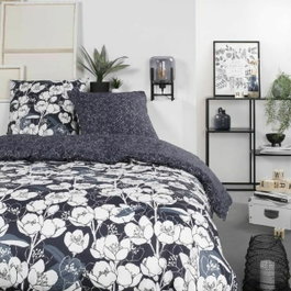 TODAY Parure de lit Mawira Bleu marine Motif Floral