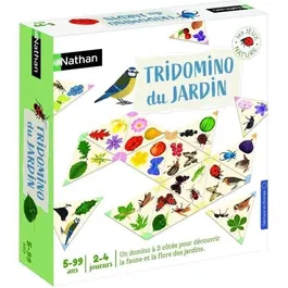 Nathan Jeux d'apprentissage - Tridomino Du Jardin - Jeu de domino éducatif sur la nature (feuilles, fleurs, fruits, insectes, oiseaux) avec guide
