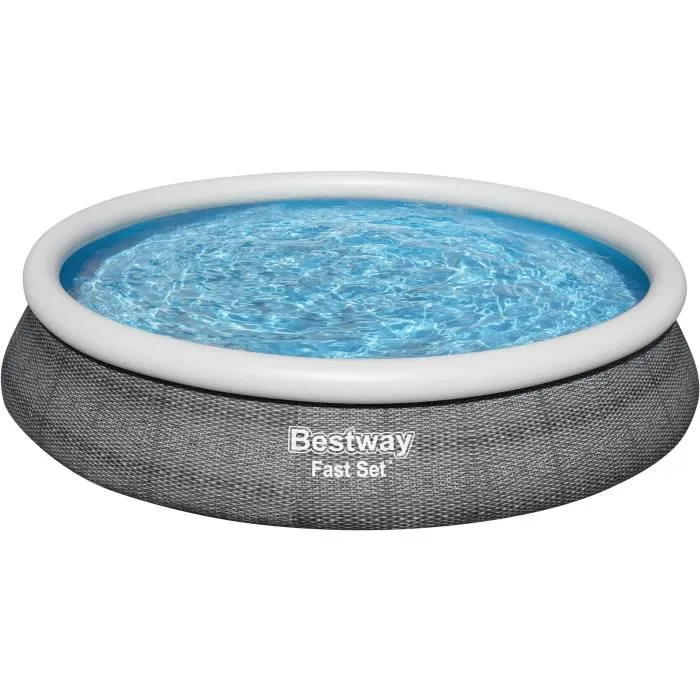 Bestway Piscine Gonflable Adulte Ratan 457x84 cm Gris avec Épurateur