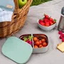 Beaba Boîte Repas Enfant Isotherme en Inox Acier Inoxydable, Couvercle en Silicone et Housse de Protection, Gris Velours Vert Sauge