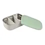 Beaba Boîte Repas Enfant Isotherme en Inox Acier Inoxydable, Couvercle en Silicone et Housse de Protection, Gris Velours Vert Sauge