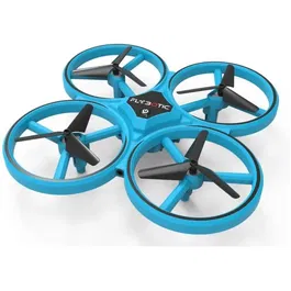 Flybotic Drone Mini Télécommandé avec LEDs, Caméra et Double Télécommande (Classique & Wrist) pour Loopings 360° - Bleu - FLYBOTIC