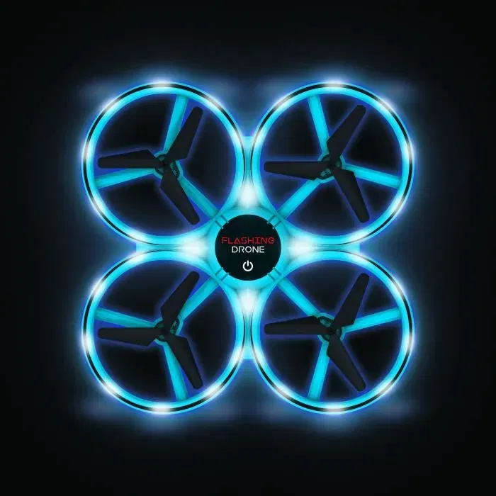 Flybotic Drone Mini Télécommandé avec LEDs, Caméra et Double Télécommande (Classique & Wrist) pour Loopings 360° - Bleu - FLYBOTIC