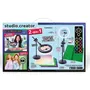 Canal Toys Studio Créateur INF027 - Studio Vidéo 2-en-1 avec anneau lumineux LED multicolore, fond vert XL, trépied réglable, support téléphone pour contenu créatif