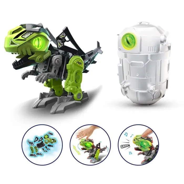 YCOO Robot Dinosaure à Construire Mega Dino Biopod Cyberpunk 22 cm, Éclairage LED et Sons, Capteurs Tactiles, Jouet à Partir de 5 Ans avec Piles
