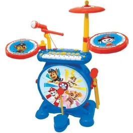 Lexibook PAW Patrol Batterie électronique complète 3-en-1 enfant lumineuse avec clavier, cymbales, tabouret et micro pour jouer et chanter