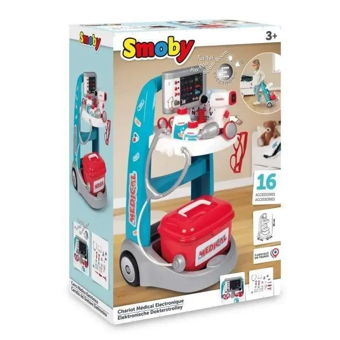 Smoby Chariot de Docteur Médical Électronique Jouet avec Accessoires pour Enfants dès 3 Ans