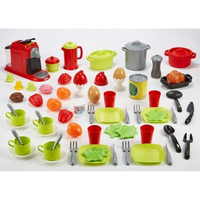 Ecoiffier Coffret dinette 70 pièces pour enfant dès 18 mois - Jeu d'imitation cuisine complet avec accessoires et aliments - Origine France Garantie Ecoiffier Coffret dinette 70 pièces pour enfant dès 18 mois - Jeu d'imitation cuisine complet avec accessoires et aliments - Origine France Garantie
