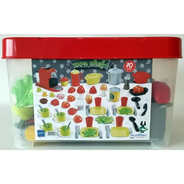 Ecoiffier Coffret dinette 70 pièces pour enfant dès 18 mois - Jeu d'imitation cuisine complet avec accessoires et aliments - Origine France Garantie Ecoiffier Coffret dinette 70 pièces pour enfant dès 18 mois - Jeu d'imitation cuisine complet avec accessoires et aliments - Origine France Garantie