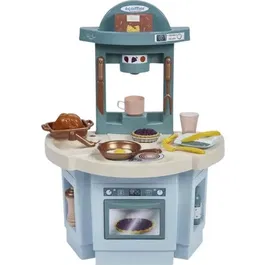 Ecoiffier - Ma Première Cuisine en Bois VERT AZUR pour Enfants à Partir de 18 Mois avec Four, Évier, Plaque et Accessoires - Jouet d'Imitation Durable Fabriqué en France