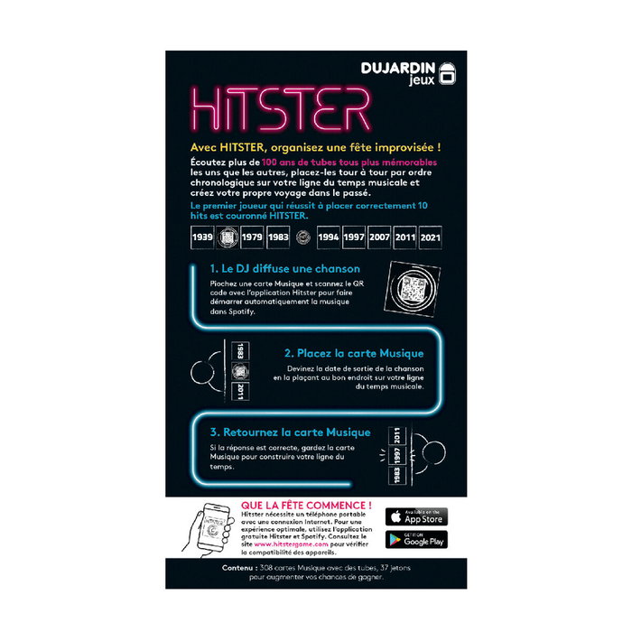Dujardin Hitster - Jeu de société musical de 2 à 10 joueurs Dujardin Hitster - Jeu de société musical de 2 à 10 joueurs