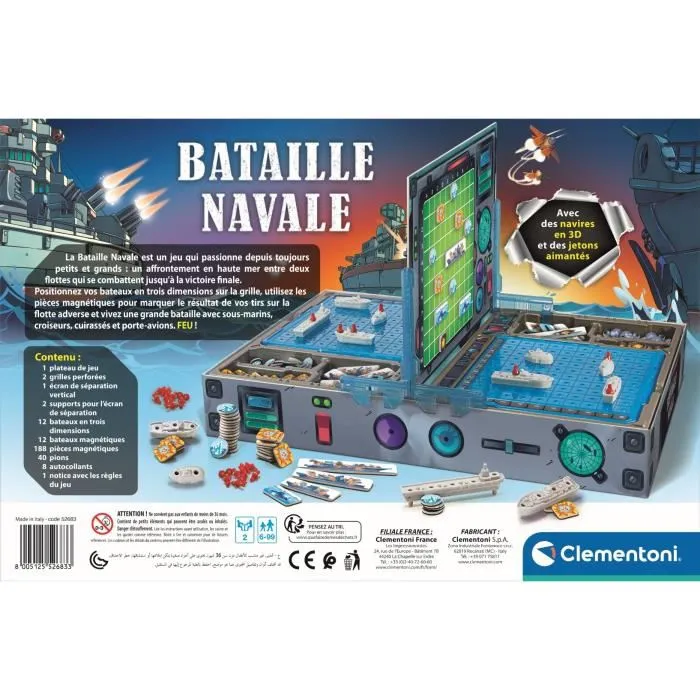 Clementoni - Bataille Navale - Jeu de Société Magnétique 3D pour 2 Joueurs - Jeu de Logique et Stratégie Familial Clementoni - Bataille Navale - Jeu de Société Magnétique 3D pour 2 Joueurs - Jeu de Logique et Stratégie Familial