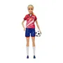Barbie - Poupée Mannequin Footballeuse avec Maillot Rouge et Ballon de Football - Dès 3 Ans