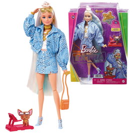 Barbie Mattel Muñeca Extra Hhn08 - Conjunto à Motif Bandana, Peluche et Accessoires - Poupée Articulée Fashion - Multilingue