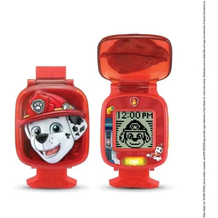 VTech - Montre-Jeu Interactive Pat Patrouille Marcus - Rouge - Montre parlante multifonction avec visage 3D - Pour enfant à partir de 3 ans