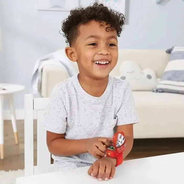 VTech - Montre-Jeu Interactive Pat Patrouille Marcus - Rouge - Montre parlante multifonction avec visage 3D - Pour enfant à partir de 3 ans
