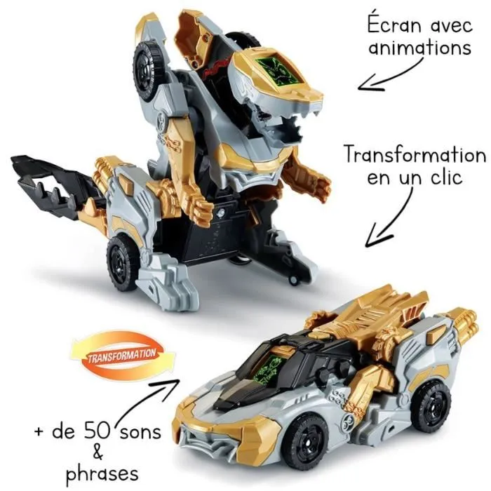 Vtech Switch & Go Dinos 1'Click - Véhicule transformable en dragon Vulcanion Mégadragon, jouet pour enfant 4 ans et plus, avec piles