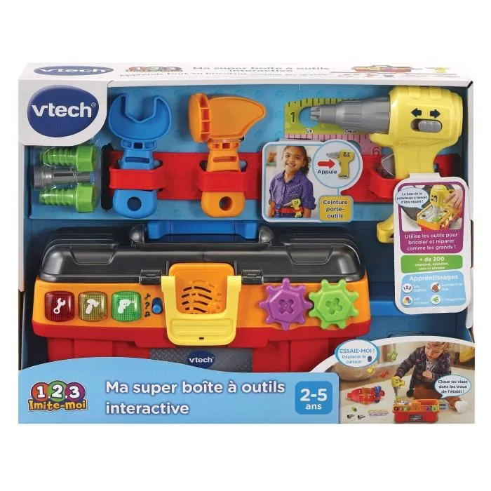 VTech 1,2,3 Imite-Moi - Ma Super Boîte à Outils Interactive - Apprentissage des outils pour enfant - Langue française