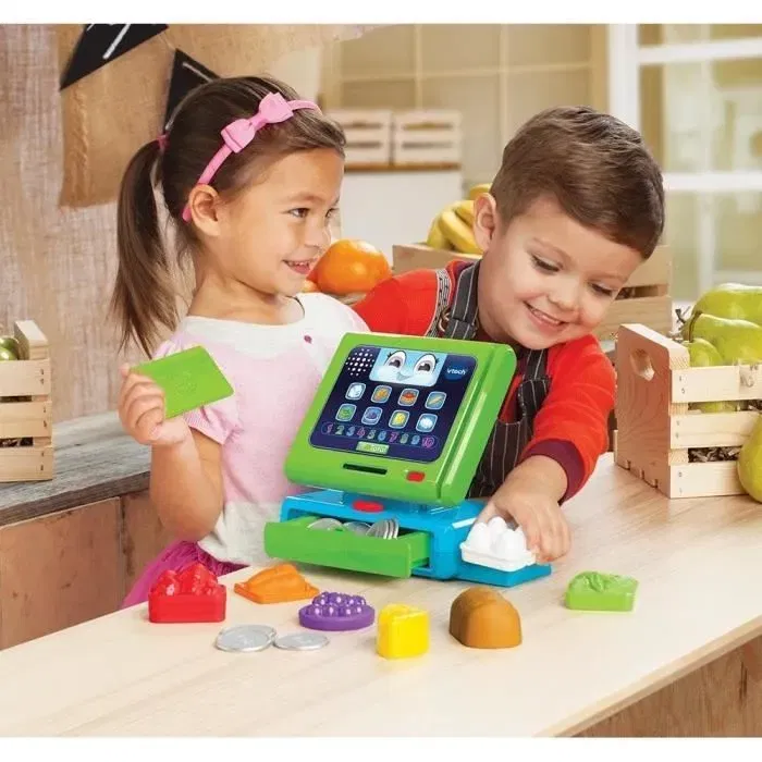 Vtech - Caisse Enregistreuse Interactive Maxi Shopping 1,2,3 Imite-Moi - Jouet d'Imitation Enfant - Jouet Marchand avec Accessoires - 24 Mois à 5 Ans - Version Française