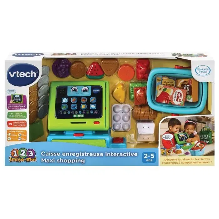 Vtech - Caisse Enregistreuse Interactive Maxi Shopping 1,2,3 Imite-Moi - Jouet d'Imitation Enfant - Jouet Marchand avec Accessoires - 24 Mois à 5 Ans - Version Française
