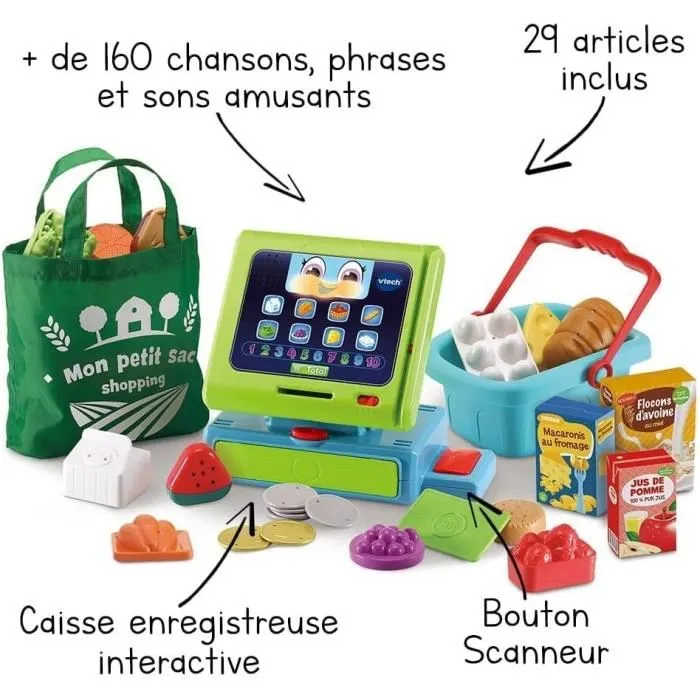 Vtech - Caisse Enregistreuse Interactive Maxi Shopping 1,2,3 Imite-Moi - Jouet d'Imitation Enfant - Jouet Marchand avec Accessoires - 24 Mois à 5 Ans - Version Française