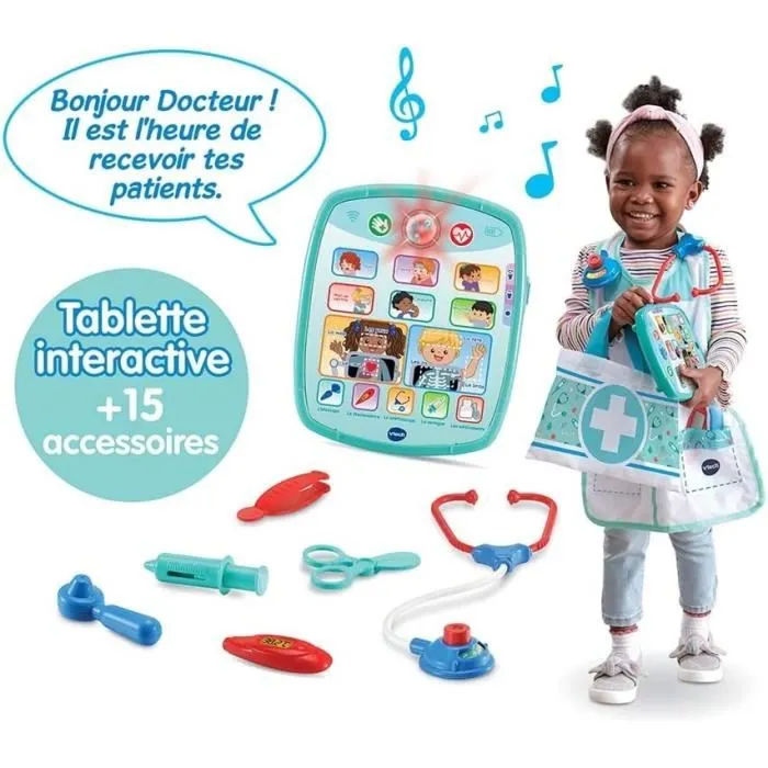 VTech - 1,2,3 Imite-Moi - Kit Apprenti Docteur Électronique - Jouet d'Imitation Enfant avec Tablette Médicale Interactive - Découverte du Corps Humain - En Français