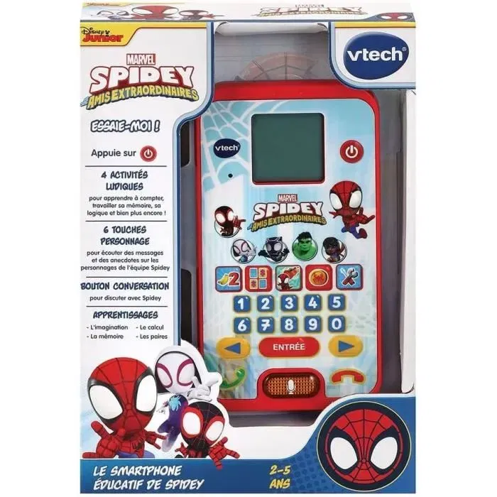 Vtech - Smartphone Éducatif Spidey et ses amis - Téléphone jouet électronique pour enfant à partir de 3 ans - Apprentissage et jeu - Version française