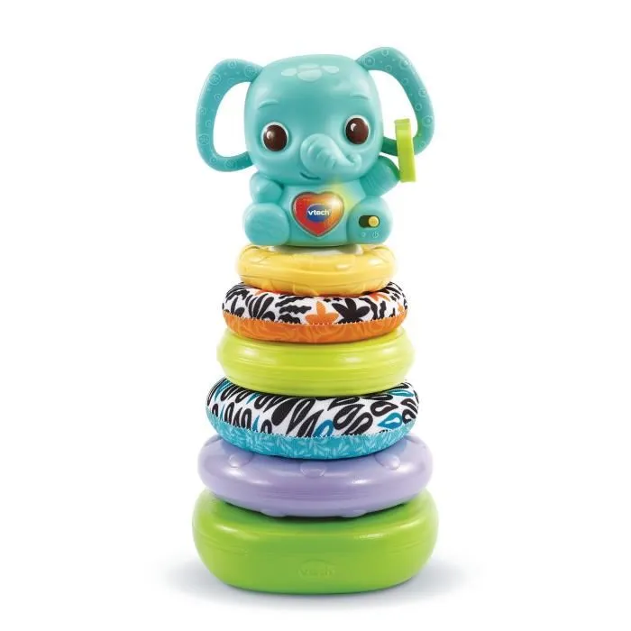 VTech Baby - Play Green - Nino, Éléphanteau Empilo 3 en 1 - Tour d'Éveil en Plastique Bio-Sourcé avec Hochet Électronique et Jeu d'Assemblage VTech Baby - Play Green - Nino, Éléphanteau Empilo 3 en 1 - Tour d'Éveil en Plastique Bio-Sourcé avec Hochet Électronique et Jeu d'Assemblage