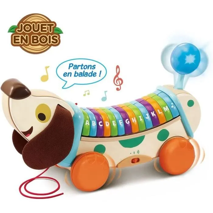 Vtech Baby Mon Chien ABC Interactif Jouet Bois FSC Piano pour Apprentissage de l'Alphabet et Motricité