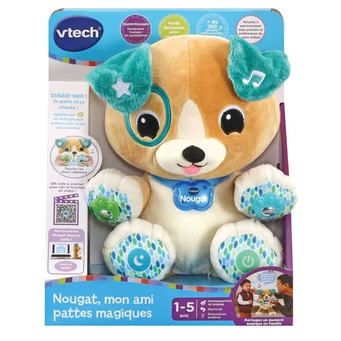 VTech - Nougat Mon Ami Pattes Magiques, Peluche interactive éducative pour enfants, Version française VTech - Nougat Mon Ami Pattes Magiques, Peluche interactive éducative pour enfants, Version française