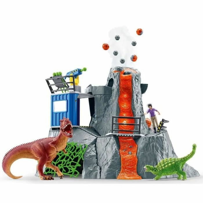 Schleich Expédition au grand Volcan, set de dinosaures avec volcan LED