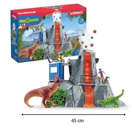 Schleich 42564 Set Figurines Dinosaures avec Volcan LED, Chercheuse et 2 Jouets - Expedition Grand Volcan - Pour Enfants 5 ans et plus